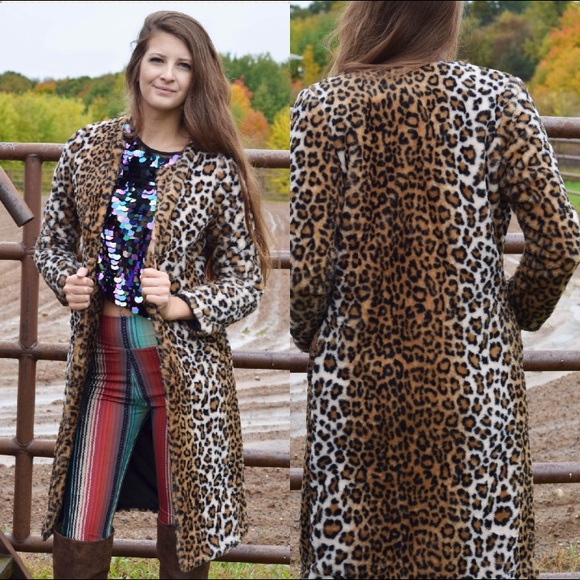 RM Tack Jackets & Blazers - ✨LAST ONE✨ Leopard Duster Coat Fuzzy FashionJacket